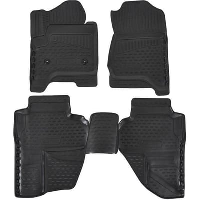 J&amp;J Automotive | Premium 3D Tapis de Sol en Coautchouc Compatible Avec Chevrolet Silverado (Double Cabine) 2014-2018 (USA)