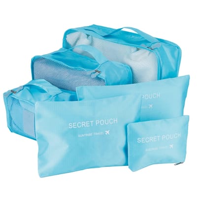 6 Pièces/Ensemble Sac de Rangement Sac de Tri de Vêtements Organisateur d'Emballage pour Valise de VoyageRose bleu