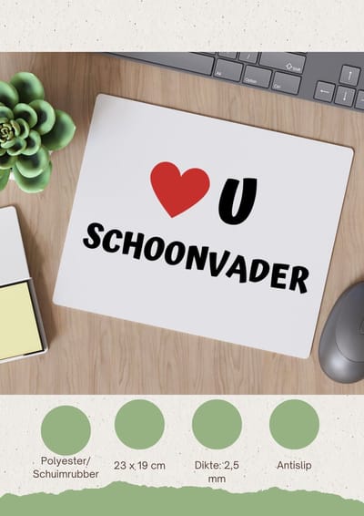 Akyol - love u schoonvader Muismat - Papa - de liefste schoonvader - vader cadeautjes - vaderdag - verjaardag - geschenk - kado - 23 bij 19 cm