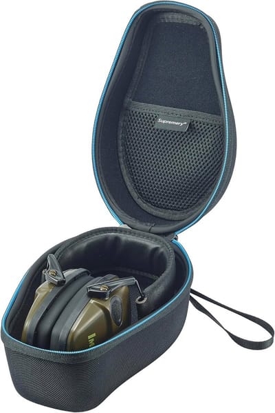 Earmuff Case voor Veilig Transport en Opberging van Oorkappen - Robuuste Beschermende Tas in Zwart-Blauw