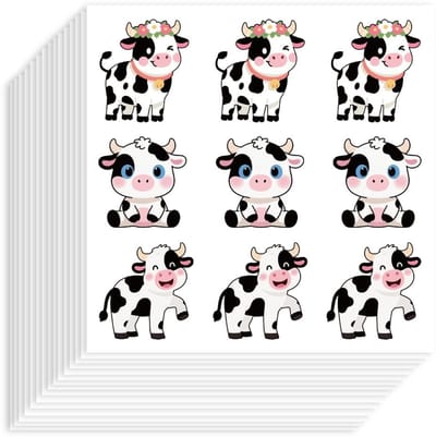 Dailygoods- Koeienstickers 180 Stuks - Zelfklevende Dierenstickers - Boerderij Decoratie - Scrapbook Stickers - 9 Stuks per Vel - Uniek Ontwerp