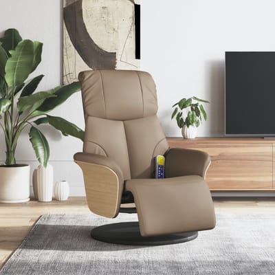 vidaXL - Massagestoel - verstelbaar - met - voetensteun - kunstleer - cappuccino