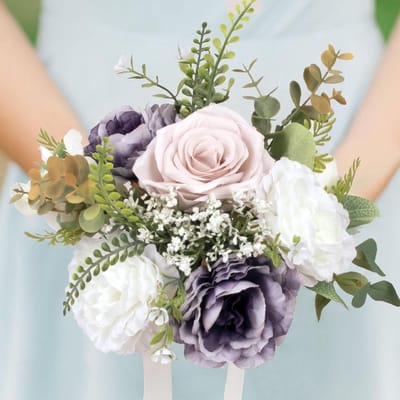 Paars, Ivoor en Roze Bruidsboeketten Kunstbloemen voor Bruiloft en Thuisdecoratie