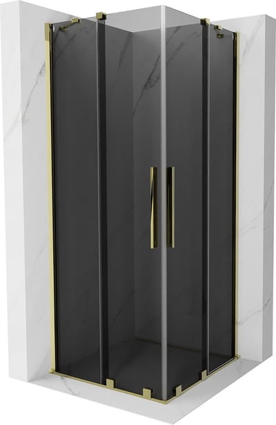 Mexen Velar Duo schuifdouchecabine 80 x 80 , grafiet, goud - 871-080-080-42-50