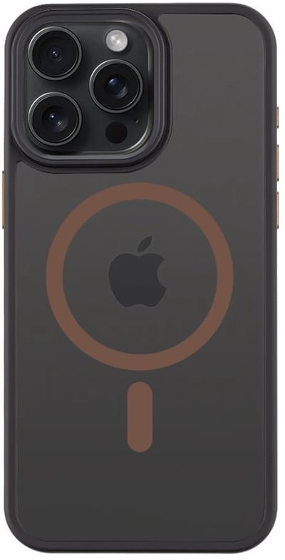 Tactical iPhone 15 Pro Max MagForce Hyperstealth 2.0 Cover – Hoesje met Losse Klikbare Knoppen – Black/Mocha Mousse