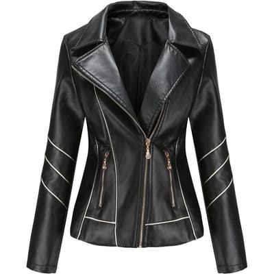 Leren Jas Dames Dunne PU Korte Jas Lente en Herfst Jas Motorjas Dames Nieuwe Stijl 4XL black