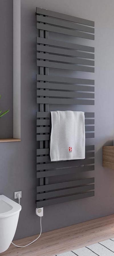 Schulte BREDA - elektrische designradiator - 60 x 169 cm - antraciet - handdoekdroger - verwarmingselement links - type 3 warmteregelaar - 900 Watt - H02416960-E3L 57