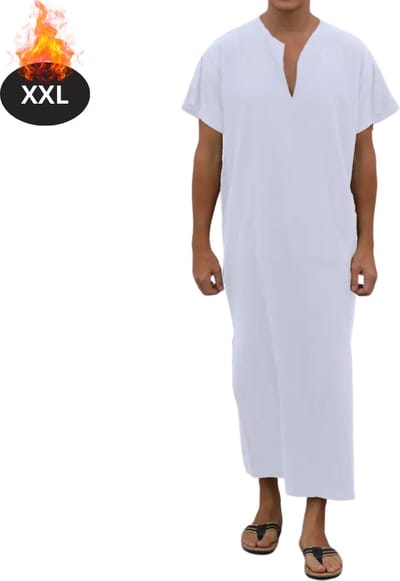Nivard Islamitische Kleding - Djellaba Heren - Moslim Kleding - Arabisch Mannen Kaftan - Alhamdulillah - Wit XXL