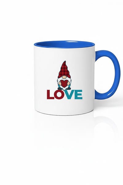 Liefde Gnome Koffiemok - Plaid Kabouter met Hartje en LOVE Tekst