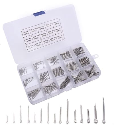 150 STKS Splitpennen Assortiment, 15 Maten Roestvrijstalen Splitpennen met Plastic Doos, voor Auto's, Mechanica, Autogarage, Werkplaats