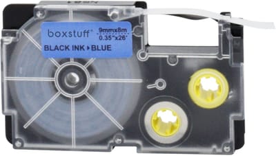 Casio Compatible XR-9BU tape - Zwart op blauw - 9 mm x 8 m - Geschikt voor Casio KL-60 KL-60SR KL-100 KL-120 KL-430 KL-750 KL-780 KL-820 KL-1500 KL-2000 KL-7000 KL-7200 KL-8000 KL-8100 KL-8200 KL-C500 KL-HD1 KL-P1000