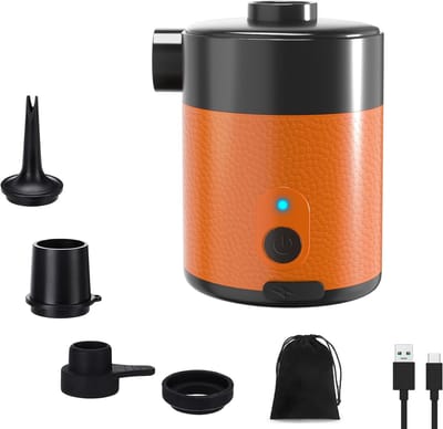 SnelShoppen - 2-in-1 Mini Elektrische Luchtpomp Draadloos 4000mAh - Compact, 5000Pa, 450L/Min, Inclusief 4 Opzetstukken voor Luchtbed, Opblaasboot, Ca