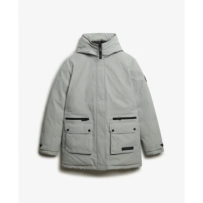 Superdry City Gewatteerde Parka Jas Light Grey Grootte: 36