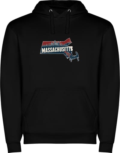 Zwarte Wanna have hoodie voor de echter Amerika / Verenigde Staten liefhebber, de Amerikaanse staat Massachusetts Print Full Color Color merk Roly maat XL