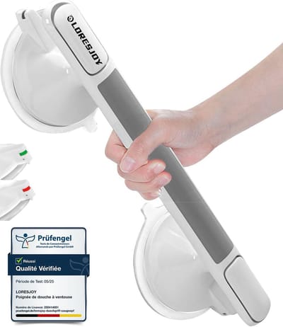 Badgreep - Douche handgreep - Veiligheid in bad - Zuignap met indicatie - 43 cm - Wit