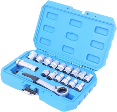 Steeksleutel Set - Ratel Gereedschap - Reparaties Uitvoeren - Chroom-Vanadium Staal - 28 x 18 x 6 cm - Metaal