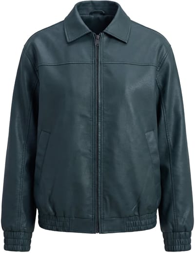 Studio Untold - Dames - Blouson boxy oversized model PU in een used look - Donkergroen - Maat 42+