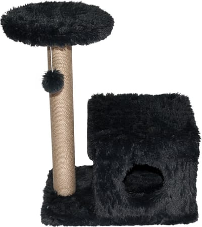 Topmast Krabpaal Fluffy Nevada - Antraciet - 72 x 39 x 80 cm - Made in EU - Krabpaal voor Katten - Met Kattenhuis - Sterk Sisal Touw