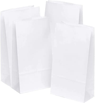 Dailygoods- Papieren Zakjes 50 Stuks - Wit - Kraftpapier - Cadeautasje - Geschenktas - Recyclebaar - Voedselveilig - Cadeautas