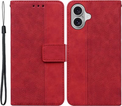 Coverup Hoesje - Geschikt voor iPhone 16 Hoesje - Coverup Geometric Book Case - Rood