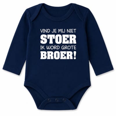 Baby rompertje Vind je mij niet stoer ik word grote broer jongen - Zwangerschapsaankondiging | Lange mouw | blauw | maat 98-104 zwangerschap aankondiging