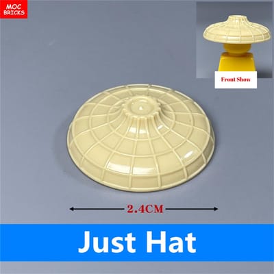 10 stuks/partij MOC Stenen Skiën Zwemkap Cowboyhoed Helm Hoofddeksels Accessoires Figuren Onderdelen Bouwstenen Speelgoed Kinderen Cadeaus beige