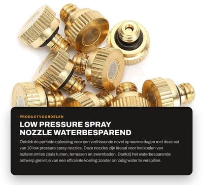 Dailygoods- Spray Nozzle 10 Stuks - Duurzaam Messing - Waterbesparend - Koelsysteem - O-Vormige Sealing Ring - 0.2mm Gatdiameter - Atomizer
