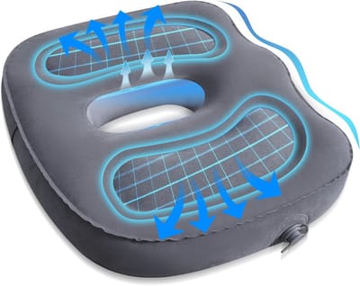 Opblaasbaar Orthopedisch Kussen voor Thuis, Kantoor of Auto, Waterdicht en Comfortabel, Ideaal voor Strandgebruik, 48 x 36 x 10 cm