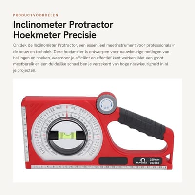 Dailygoods- Inclinometer - Digitale Hoekmeter - Hoogte/Hoek Meting - Waterpas - Compact - Duurzaam ABS Materiaal - Flexibel Ontwerp