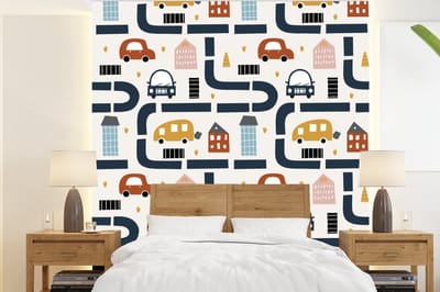 Behang - Fotobehang Design - Jongens - Auto - Kinderen - Breedte 220 cm x hoogte 240 cm