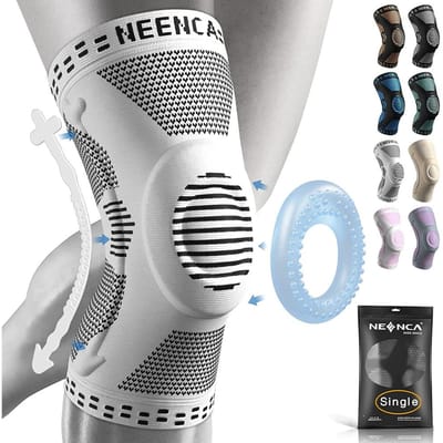 Neenca Koperen Kniebrace met Patella Gelkussentje Zijdelingse Stabilisatoren voor Pijnverlichting bij Kniepijn Sport Artritis ACL Gewrichtsondersteuning S