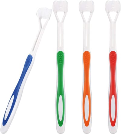 Set van 4 Sensorische Tandenborstels voor Kinderen met Autisme, Reis Tandenborstels met Drie Borstels voor Volledige Mondverzorging, Zachte Borstels voor Effectieve Tandreiniging