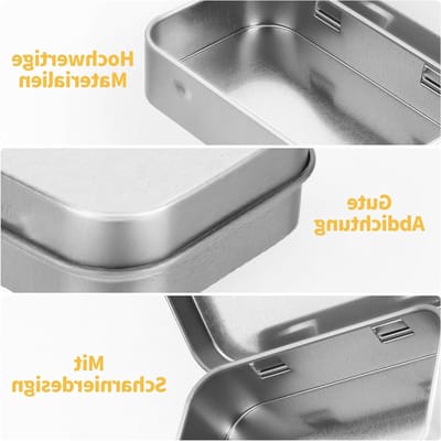 Set van 6 metalen doosjes met deksel, ideaal voor snoep, sieraden, sleutels en munten, 9.5 x 6 x 2.2 cm, zilverkleurig en multifunctioneel opslagoplossing