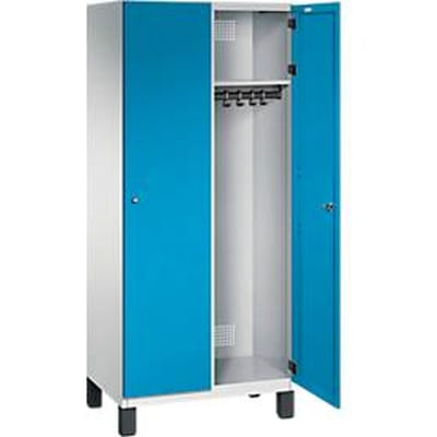 C+P locker Cambio, 2 vakken, op poten, B 800 x D 525 x H 1980 mm, lichtgrijs/lichtblauw