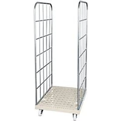Rolcontainer, 2-zijdig, kunststof vloerplaat, 724 x 815 x 1850 mm, grijs (RAL 7032)