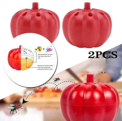 2x Fruitvliegenval Pompoenvorm – Herbruikbare Niet-Giftige Vliegenvanger voor Fruitvliegjes, Drosophila, Muggen & Kleine Insecten – Ongediertebestrijding Keuken & Huis
