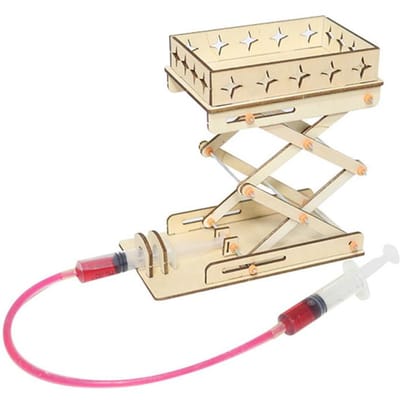 Doe-het-zelf Hydraulische Hef Tafel Modelbouwkit Elektrisch Houten Wetenschappelijke Experimenten Speelgoed voor Kinderen Educatief Handgemaakt Assemblage Speelgoed beige