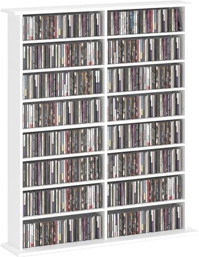 CD en DVD Opbergunit met 16 Compartimenten en 12 Verstelbare Planken - Opslag voor 720 CD's en 396 DVD's