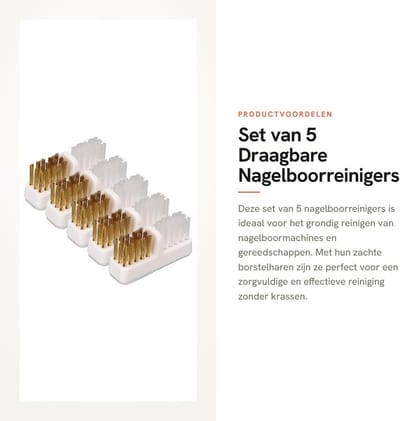 Dailygoods - Set van 5 Draagbare Nagelboorreinigers met Zachte Borstelharen