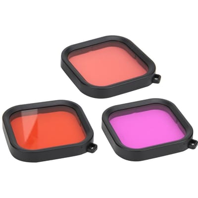3 stuks Duiklensfilter Kit voor GoPro 8 Waterdichte Behuizing Snorkel Filters Duikaccessoires black