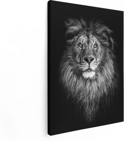 Artaza Canvas Schilderij Leeuwenkop - 30x40 cm - Klein - Muurdecoratie Dieren - Wanddecoratie Woonkamer - Kamer Accessoires