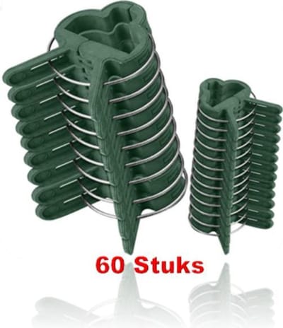 Plantenclips Groen - 60 Stuks - KINZO - Tuin - Tuinieren - Plantenklemmen - Klemmen - Clips - 2 sizes - Plantenondersteuning - Planten - Bloemen.