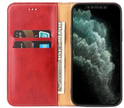 Premium Business Wallet Hoesje geschikt voor iPhone 16 Pro - rood- Luxe Portemonnee - Kaarthouder - Pasjes - Contant geld - Schokbestendig
