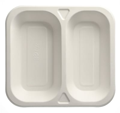 50 Menubakken topseal Suikerriet 2-vaks 1250 ml 4,2 cm x 24,5 cm x 26,5 cm wit