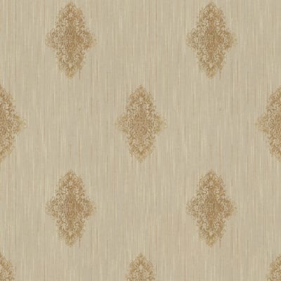 Barok behang Profhome 319463-GU textiel behang licht gestructureerd in barok stijl mat beige bronzen 5,33 m2