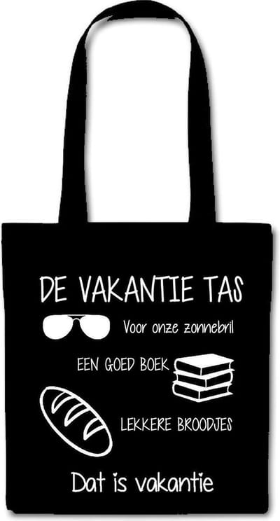 De vakantie Tas voor onze zonnebril een boek lekkere broodjes. Dat is vakantie. cadeau Juf Meester bedanken collega werk cadeau voor papa mama opa en oma vaderdag moederdag verjaardag man vrouw dames heren anders tekstbord
