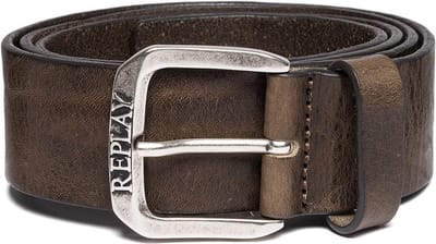 REPLAY Leren Riem Vintage Leather Belt W100 Faded Grey Mud Bruine