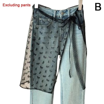 Kanten Gelaagde Gaas Rok Streetwear Schort Wikkelrok Vetersluiting Bijpassende Broek Pittig Meisje Gestapelde Wikkelrok M zwart