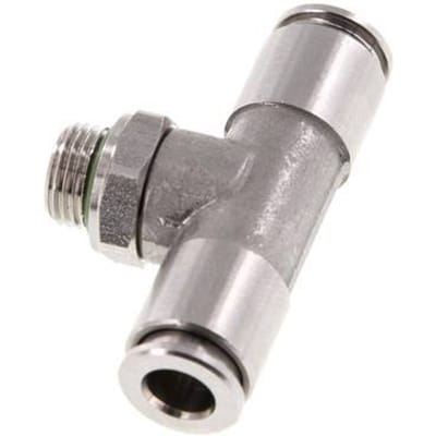 6mm x G1/8'' inline T-stuk RVS Insteekfitting Buitendraad FDA Draaibaar FKM