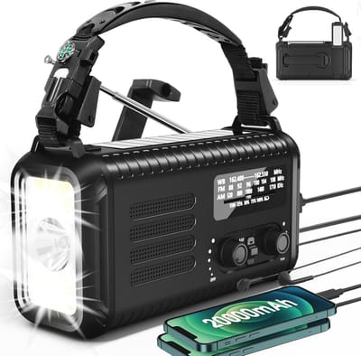 Noodradio met Handcrank en Zonne-energie - 5000mAh Oplaadbare Accu met USB-oplaadfunctie